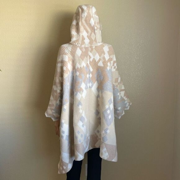 Peter Pilotto Geometric Ottoman Cape Shawl Wool Angora Hooded Women’s One Size - Picture 7 of 13